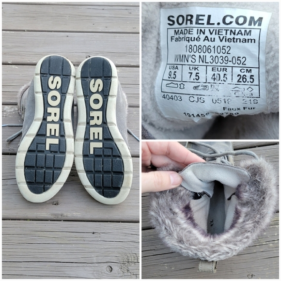 Sorel Explorer Joan Gray Suede Leather Lace-up Sneaker Winter Snow Ankle Boots - Picture 7 of 9